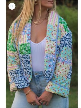Boutique Floral Patchwork Jacket Large Pockets